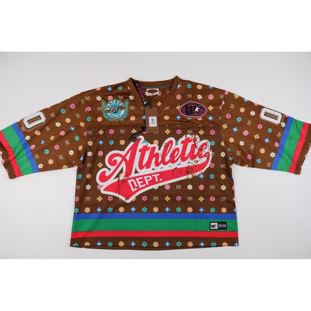 Watson Studios Football Jersey Athletic Dept Brown Floral Medium NWT MSRP 150